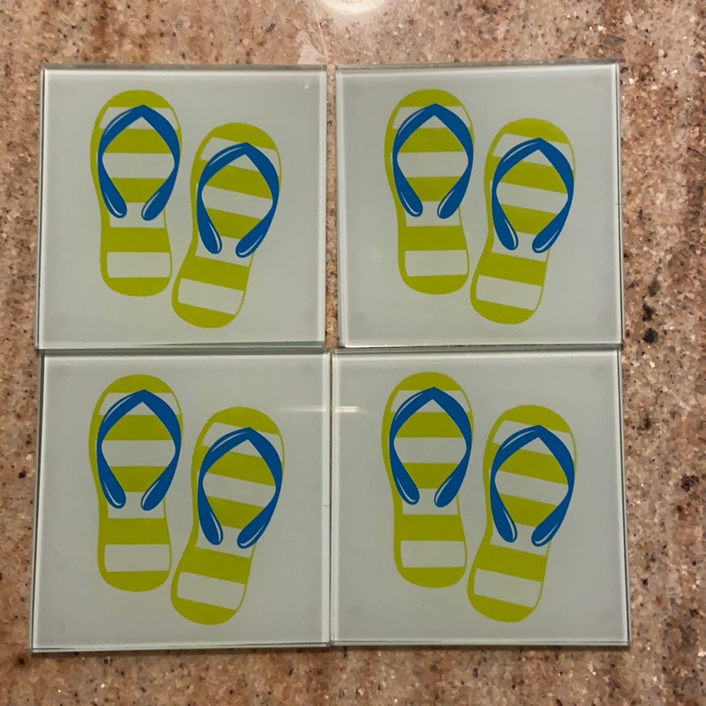 Glass Flip Flop Coasters and Glass Wine Stopper